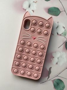 Силіконовий чохол Поп іт Антистрес Поп-Іт Pop It для iPhone XR Попит Котик рожевий