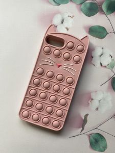 Силіконовий чохол Поп іт Антистрес Поп-Іт Pop It для iPhone 6+/6 Plus Спит Котик рожевий