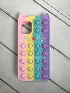 Силіконовий чохол Поп іт Антистрес Поп-Іт Pop It для iPhone 11 (6,1) Попит Котик рожево-фіолетовий