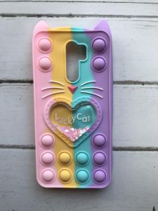 Чохол Попит Антистрес Поп-Іт Pop It для Xiaomi Redmi 9 Поп іт Котик з сердечком троянд.-фіоле.