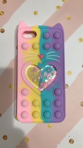 Чохол Попіт Антистрес Поп-Іт Pop It для Huawei Y5 2018 / Y5 prime 2018 Поп іт Котик з сердечком Рожево-фіол.