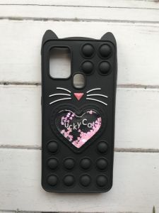 Чохол Поп іт Антистрес Поп-Іт Pop It для Samsung Galaxy А21ѕ Попіт Котик з сердечком Чорний