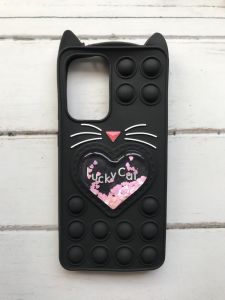 Чохол Попіт Антистрес Поп-Іт Pop It для Samsung Galaxy A52 Поп іт Котик з сердечком Чорний