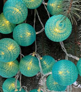 Гірлянда святкові кульки на батарейках зеленого кольору