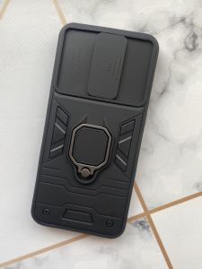 Силиконовый чехол со слайд-камерой и кольцом-подставкой для  Xiaomi Redmi 9 Черный