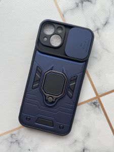 Силіконовий чохол зі слайд-камерою та кільцем-підставкою для Apple iPhone 13 Синій