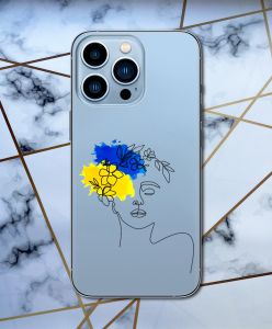 Прозорий чохол для Apple iPhone 13 Pro Max з об'ємним друком "Українка Арт" принт 3