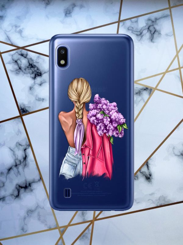 Чохол для Samsung Galaxy А10 (2019) А105 з об'ємним друком "Дівчина з бузком" принт 7