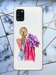Чохол для Samsung A31 з об'ємним друком "Дівчина з бузком" принт 7