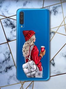 Прозорий чохол для Samsung Galaxy А50 (2019) А505 з об'ємним друком "Дівчина з рюкзаком" принт 9
