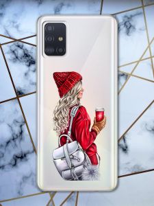 Прозорий чохол для  Samsung Galaxy А51 з об'ємним друком "Дівчина з рюкзаком" принт 9