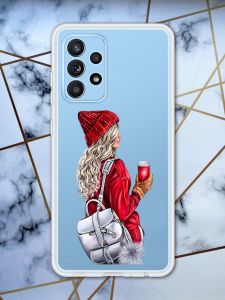 Прозорий чохол для Samsung Galaxy A52 з об'ємним друком "Дівчина з рюкзаком" принт 9