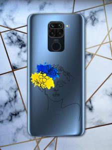 Прозорий чохол для Xiaomi Redmi Note 9 з об'ємним друком "Українка Арт" принт 3