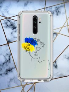 Прозорий чохол для Xiaomi Redmi 9 з об'ємним друком "Українка Арт" принт 3