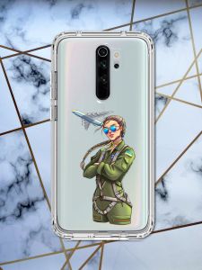Прозорий чохол для Xiaomi Redmi 9 з об'ємним друком "Дівчина-пілот" принт 6