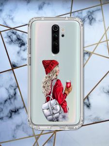 Прозорий чохол для Xiaomi Redmi 9 з об'ємним друком "Дівчина з рюкзаком" принт 9