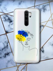 Прозорий чохол для Xiaomi Redmi Note 8 Pro з об'ємним друком "Українка Арт" принт 3