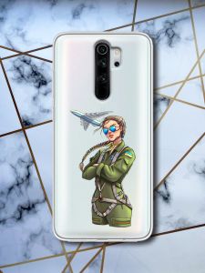 Прозорий чохол для Xiaomi Redmi Note 8 Pro з об'ємним друком "Дівчина-пілот" принт 6