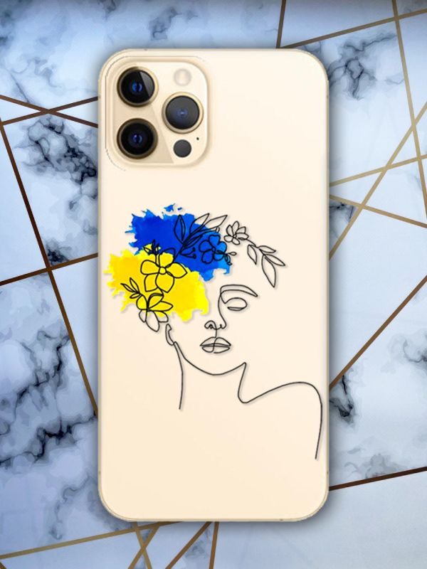 Прозорий чохол для iPhone 12 Pro Max з об'ємним друком "Українка Арт" принт 3