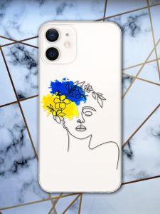 Прозорий чохол для iPhone 12 / 12 Pro з об'ємним друком "Українка Арт" принт 3