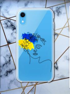 Прозорий чохол для iPhone XR з об'ємним друком "Українка Арт" принт 3