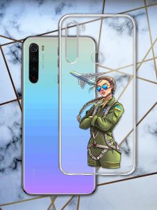 Прозорий чохол для Xiaomi Redmi Note 8T з об'ємним друком "Дівчина-пілот" принт 6