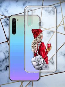 Прозорий чохол для Xiaomi Redmi Note 8T з об'ємним друком "Дівчина з рюкзаком" принт 9