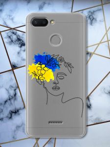 Прозорий чохол для Xiaomi Redmi 6 з об'ємним друком "Українка Арт" принт 3