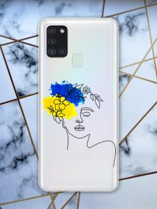 Прозорий чохол для Samsung Galaxy А21s з об'ємним друком "Українка Арт" принт 3
