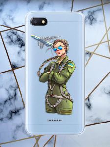Прозорий чохол для Xiaomi Redmi 6A з об'ємним друком "Дівчина-пілот" принт 6
