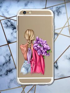 Прозорий чохол на iPhone 6/6s :: Дівчина з бузком (принт 7)