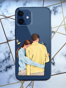 Прозорий чохол для iPhone 12 mini з патріотичним дизайном "Українська пара" принт 14