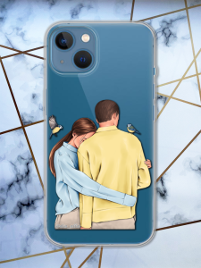 Прозорий чохол для Apple iPhone 13 з патріотичним дизайном "Українська пара" принт 14