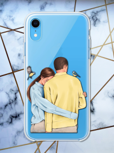 Прозорий чохол для iPhone XR з патріотичним дизайном "Українська пара" принт 14