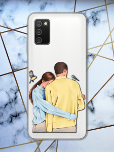 Прозорий чохол для Samsung Galaxy A03s з патріотичним дизайном "Українська пара" принт 14
