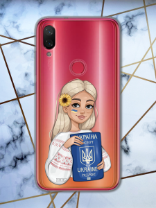 Прозорий чохол для Xiaomi Mi Play з патріотичним дизайном "Дівчина з паспортом" принт 13