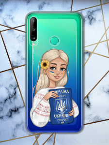 Прозорий чохол для Huawei Р40 lite E / Y7p з патріотичним дизайном "Дівчина з паспортом" принт 13