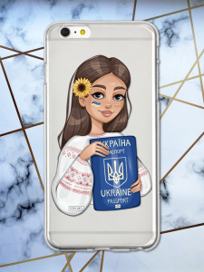 Прозорий чохол для iPhone 6+/6 Plus з патріотичним дизайном "Дівчина з паспортом" принт 12