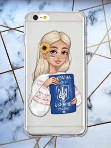 Прозорий чохол для iPhone 6+/6 Plus з патріотичним дизайном "Дівчина з паспортом" принт 13