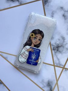 Чохол з потовщеними кутами для Xiaomi Redmi 7A з патріотичним дизайном "Дівчина з паспортом" принт 12