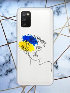 Прозорий чохол для Samsung Galaxy A03s з патріотичним дизайном "Українка Арт" принт 3