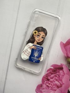 Прозорий чохол для Xiaomi Redmi 9A з патріотичним дизайном "Дівчина з паспортом" принт 12