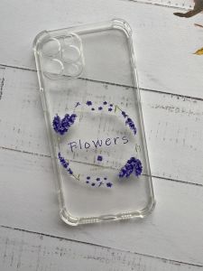 Прозорий чохол з потовщеними кутами для iPhone 12 Pro Max з дизайном "Лавандовий віночок" принт 19