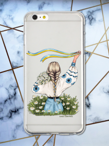 Прозорий чохол для iPhone 6+/6 Plus з патріотичним дизайном "Дівчина зі стрічкою" принт 17