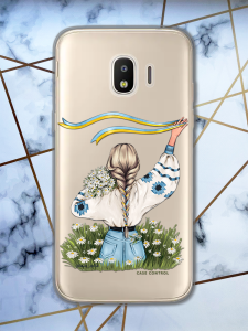 Прозорий чохол для Samsung Galaxy J2 Pro (2018) з патріотичним дизайном "Дівчина зі стрічкою" принт 17