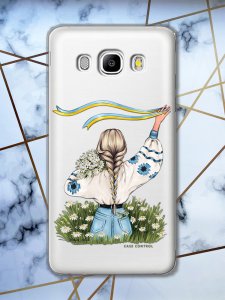Прозорий чохол для Samsung Galaxy J5(2016) J510 з патріотичним дизайном "Дівчина зі стрічкою" принт 17