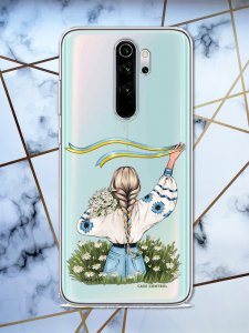 Прозорий чохол для Xiaomi Redmi Note 8 Pro з патріотичним дизайном "Дівчина зі стрічкою" принт 17