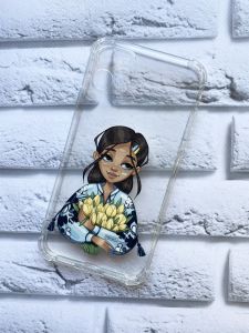 Прозорий чохол для Apple iPhone 11 (6,1) патріотичний дизайн Дівчина з тюльпанами принт 22