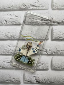 Чохол з потовщеними кутами на Xiaomi Redmi Note 9 патріотичний дизайн Дівчина зі стрічкою принт 17