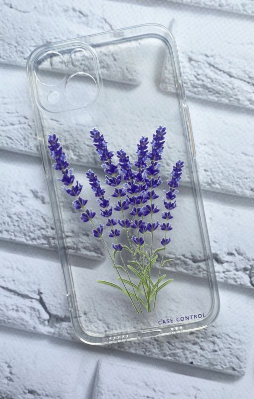 Прозорий чохол на Apple iPhone 13 рельєфний дизайн Лаванда принт 28